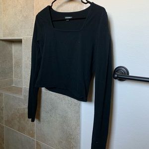 L Black Cropped Squared Long Sleeve